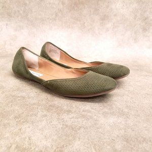 Steve Madden Womens Azika Size 7 Olive Green Fabric Slip Ob Ballet Flats